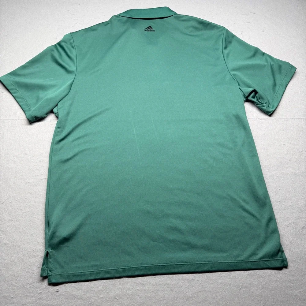 Adidas Polo Shirt Mens Large Green Climacool Golf Short Sleeve 3-Stripe Sport